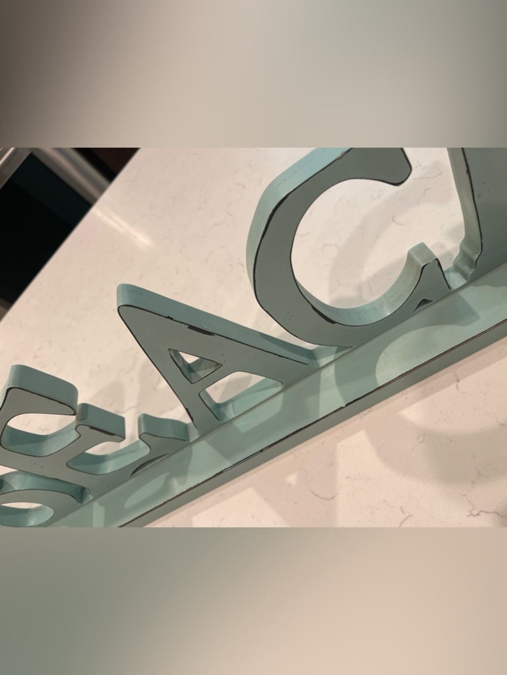 Wooden 'BEACH' Decorative Sign in Seafoam Blue - 24” - Picture 3 of 6